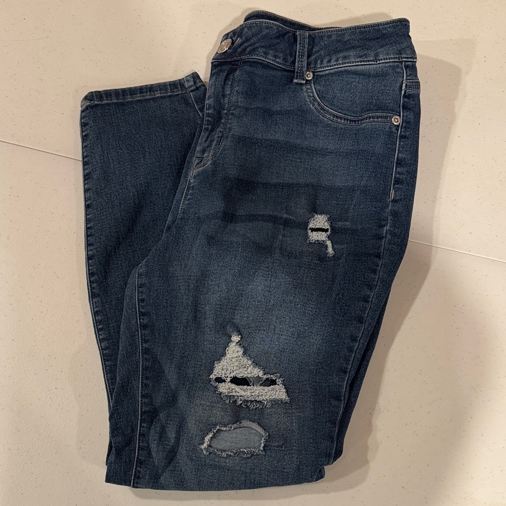 Maurices Dark Blue Distressed Jeans